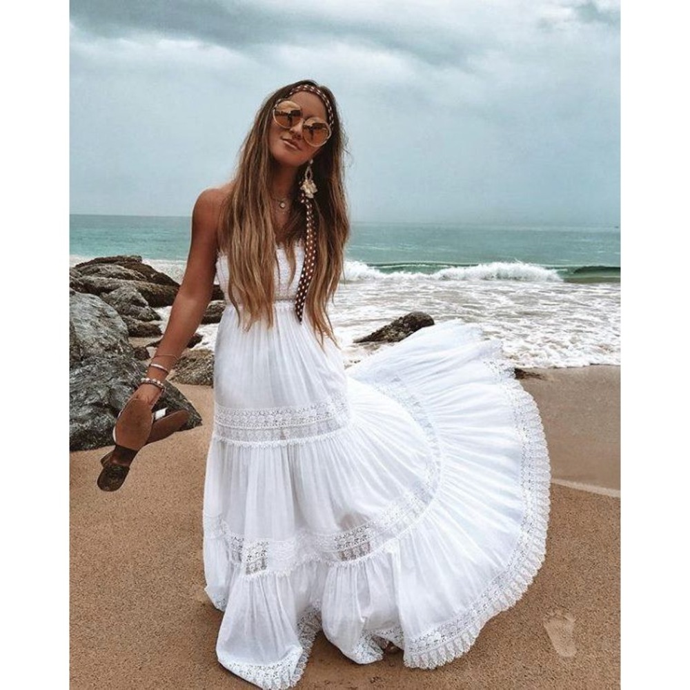 Charo Ruiz Zoe maxi dress size XS strapless lace Ibiza white $610